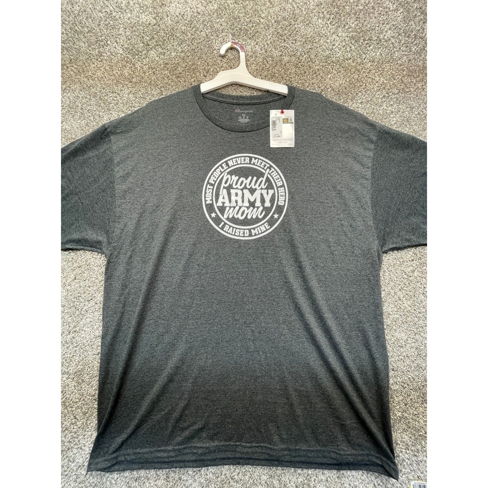 Champion T-Shirt Women 2XL Gray NEW Proud Army Mom Graphic Tee